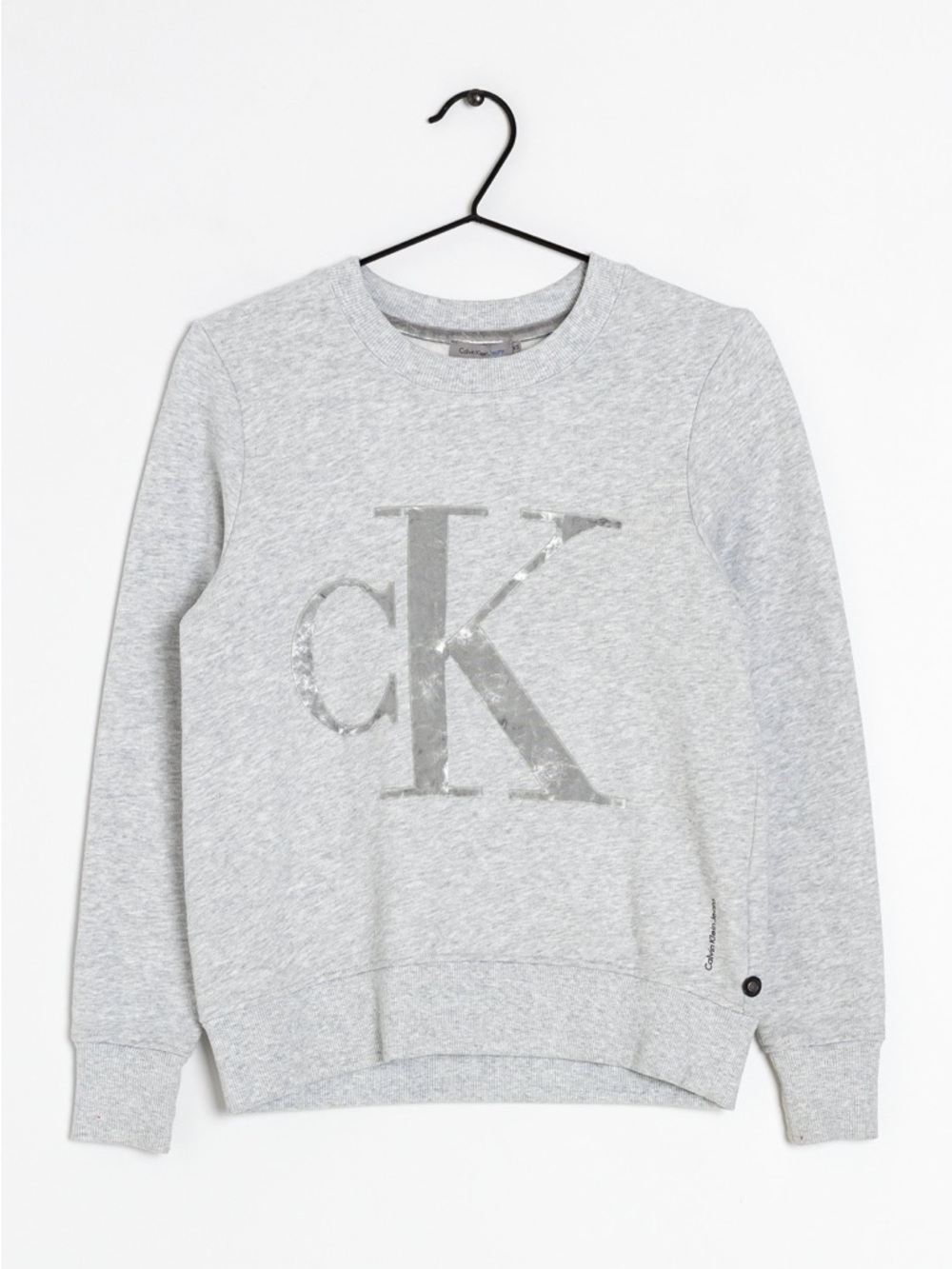 Calvin Klein Heather Gray Sequin CK Logo Sweatshirt | Women's Small | EUC